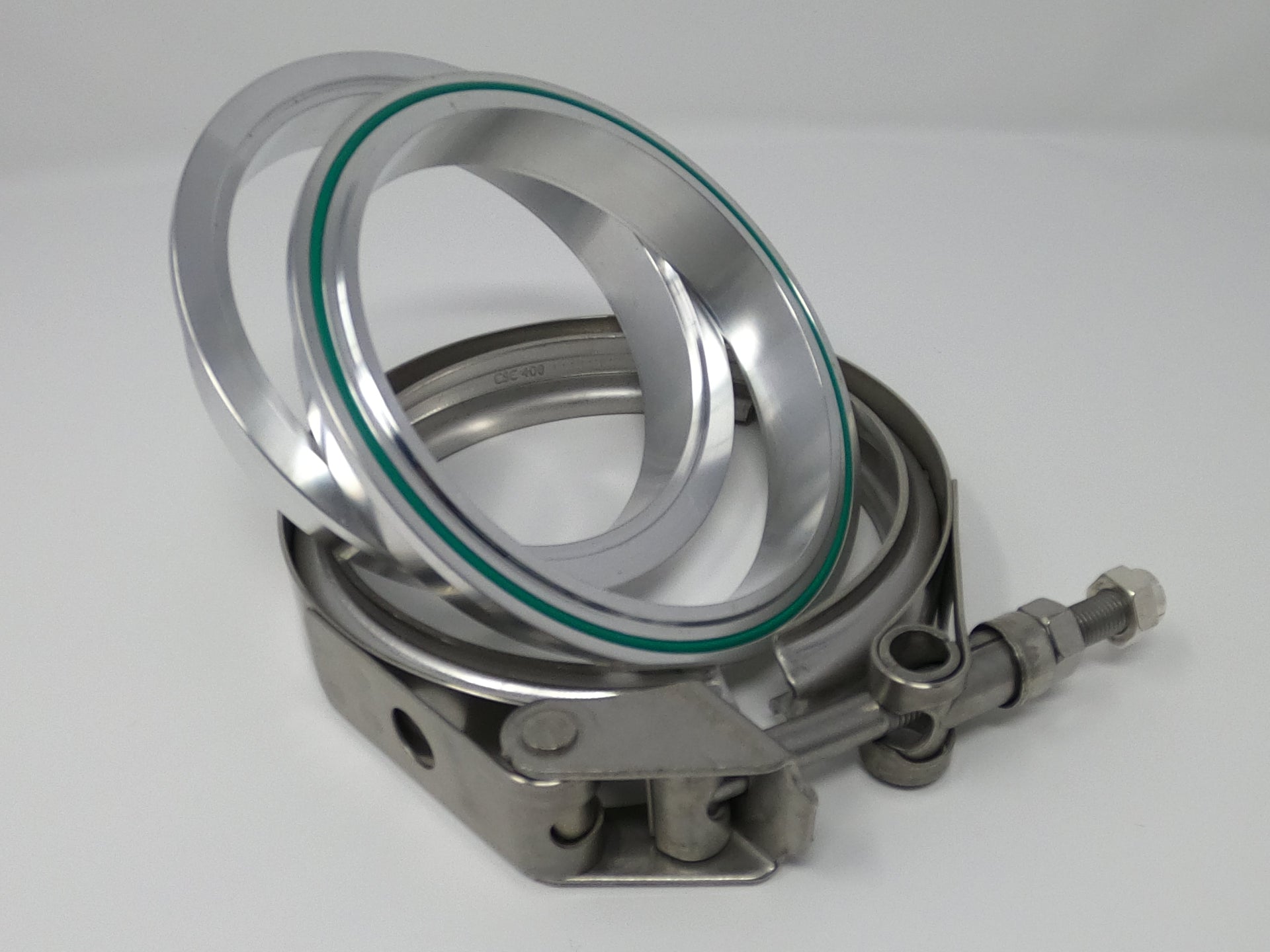 4.0" Aluminum V-Band Flange Assembly with Clamp - Black Sheep Industries Inc.